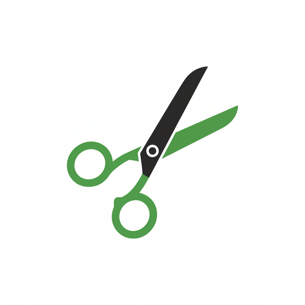 a scissor in a black and green color in slant form 
